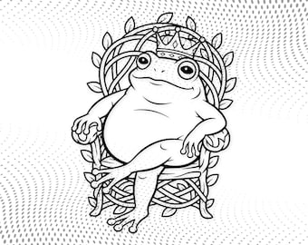 クラウンフロッグのイラスト：CricutとSilhouette用の白黒SVGアート