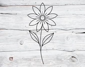 Flor simple SVG PNG, contorno de margarita SVG para Cricut, arte lineal floral minimalista, archivo cortado con láser