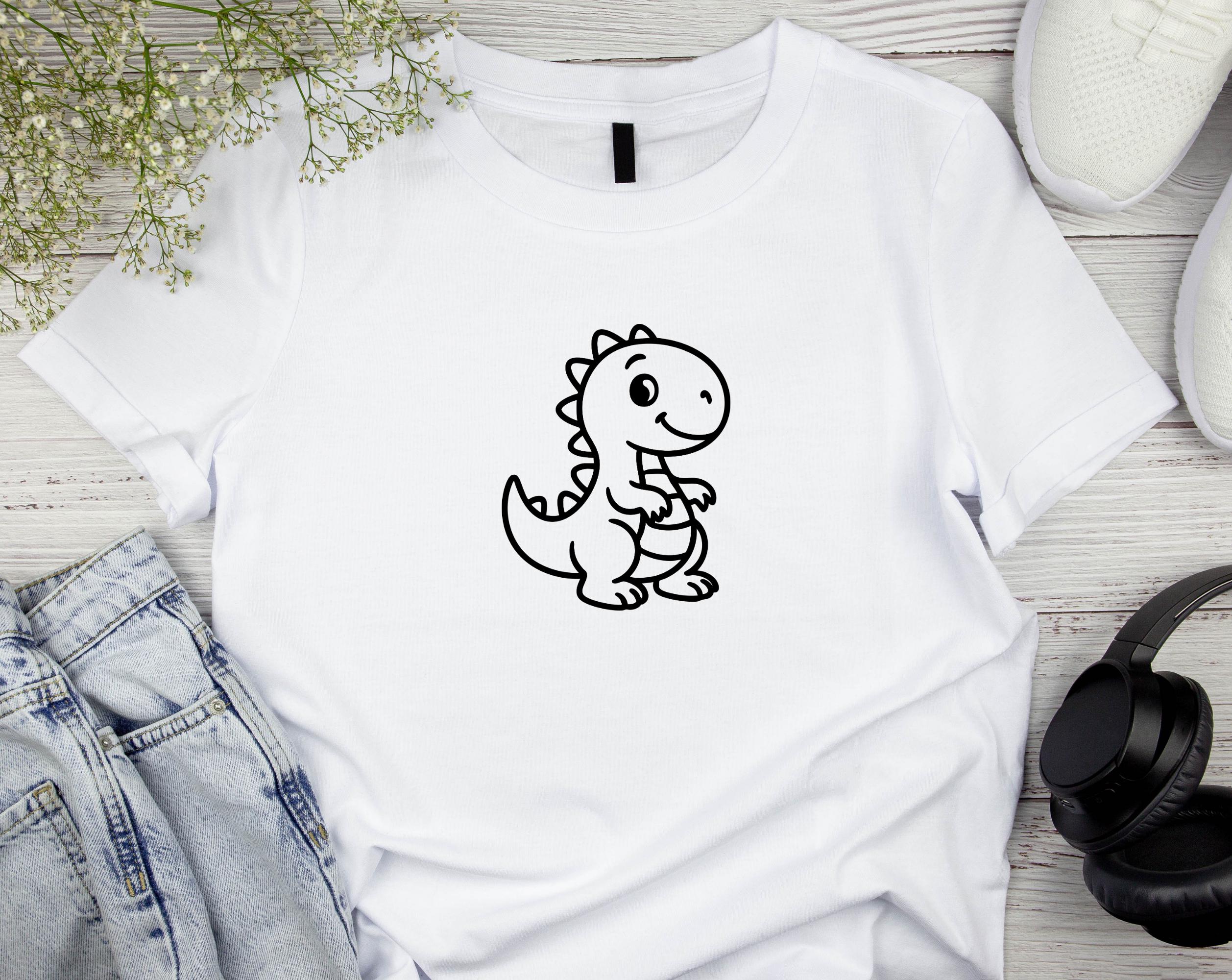 Cute Dinosaur SVG PNG | Baby Dino Line Art Clipart | Cartoon Dinosaur ...