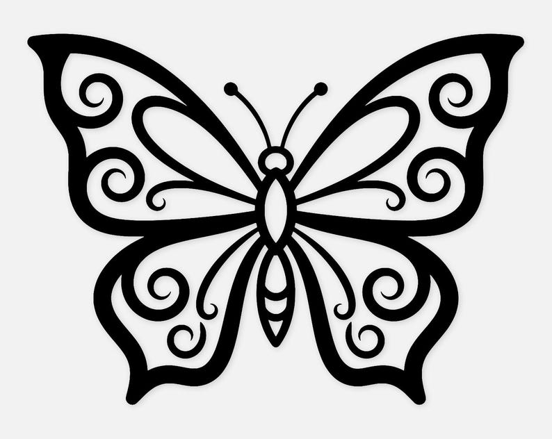 Ornate Butterfly Outline SVG PNG: Clean Cut File for Crafts