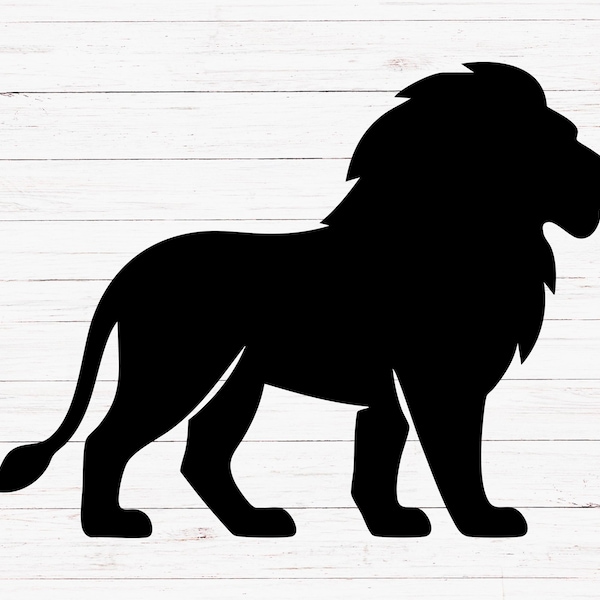 Silhouette di leone in formato SVG, file di taglio per animali selvatici (download digitale)