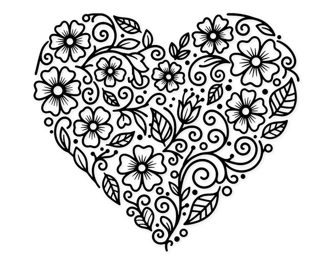 Flower Heart Svg Png: Bold Floral Design for Cricut Projects - Etsy
