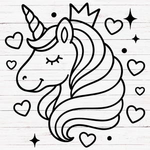 Einhorn Umriss SVG PNG, einfache Einhorn Kopf Clipart, minimalistische Einhorn Silhouette geschnitten Datei für Cricut Silhouette