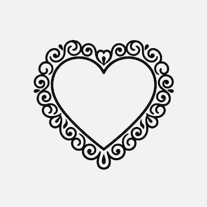 Heart Frame Svg, Love Frame Silhouette, Valentine&#39;s Frame Png, Digital Download, Vector Clipart