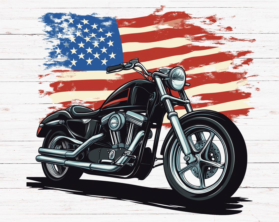 American Flag Motorcycle PNG, Biker Clipart for T-shirt and Wall Art ...