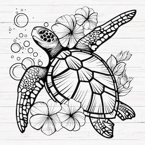 Turtle Svg, Turtle Png, Turtle Outline Svg, Sea Turtle Svg, Cricut Sea Turtle Svg, Silhouette Sea Turtle Svg, Silhouette, Laser
