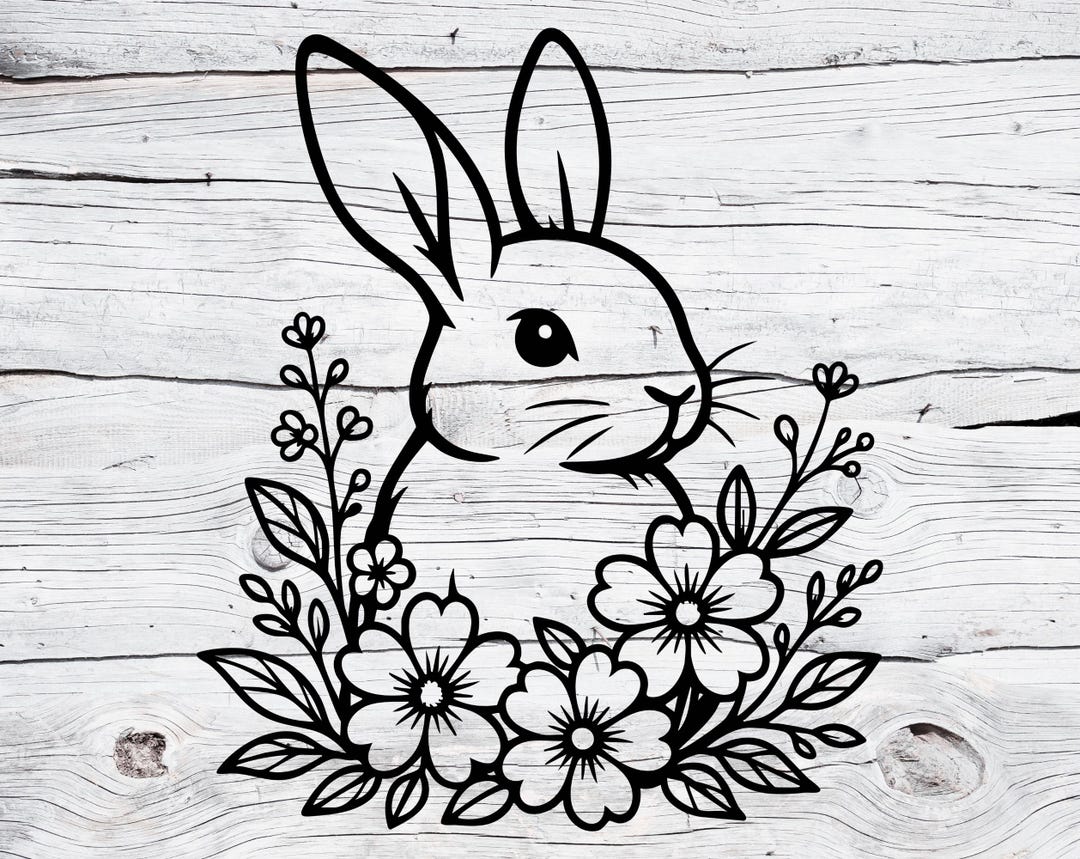 Bunny Svg | Floral Bunny Svg Png | Cute Spring Rabbit Clipart | Bunny ...
