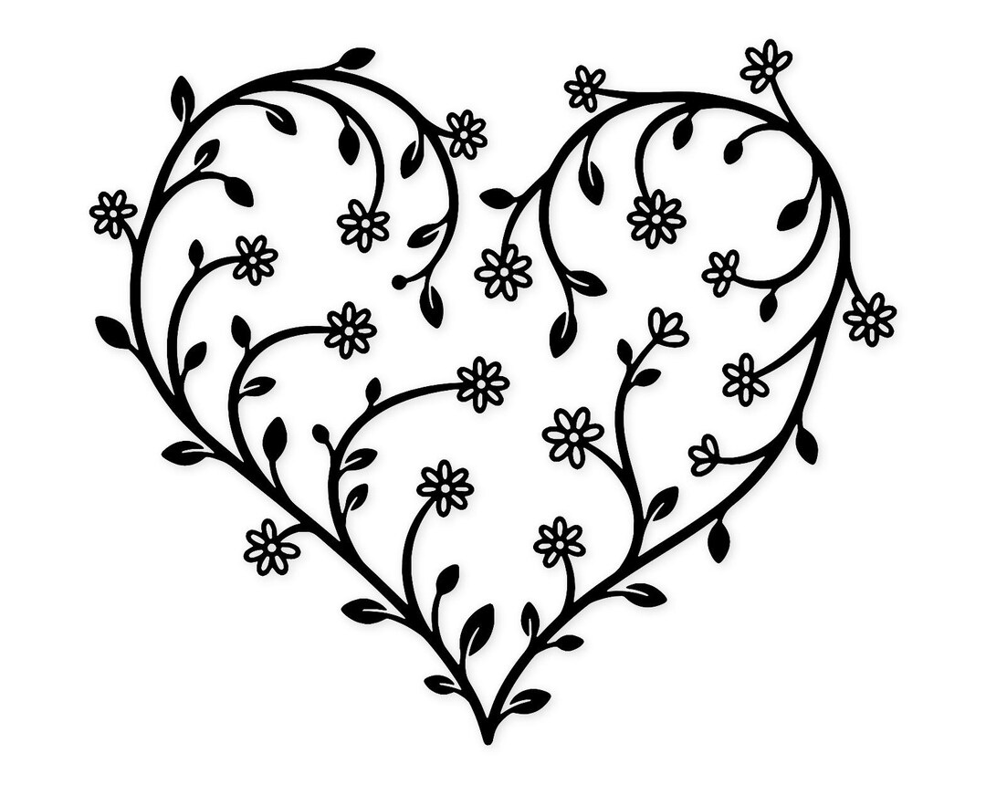 Floral Heart Shape Svg Png: Cut Ready Digital Design for Cricut ...