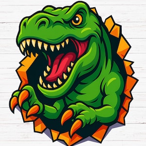 Roaring T-Rex PNG Clipart | Cartoon Dinosaur Graphic for Kids Crafts, Shirts, Stickers & More