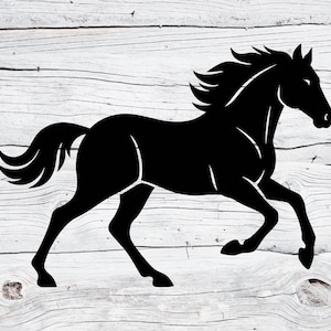 Sylwetka konia SVG PNG | Klipart z biegnącym koniem | Plik do cięcia dzikiego mustanga dla Cricut i Silhouette | Projekt sublimacji kowbojskiego westernu