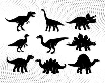 恐竜のシルエットのデジタルアートワーク：SVG、PNG、DXFコレクション