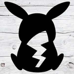 Pikachu Svg Png | Cute Electric Mouse Outline Design | Anime Gamer Clipart Cut File for Cricut Silhouette