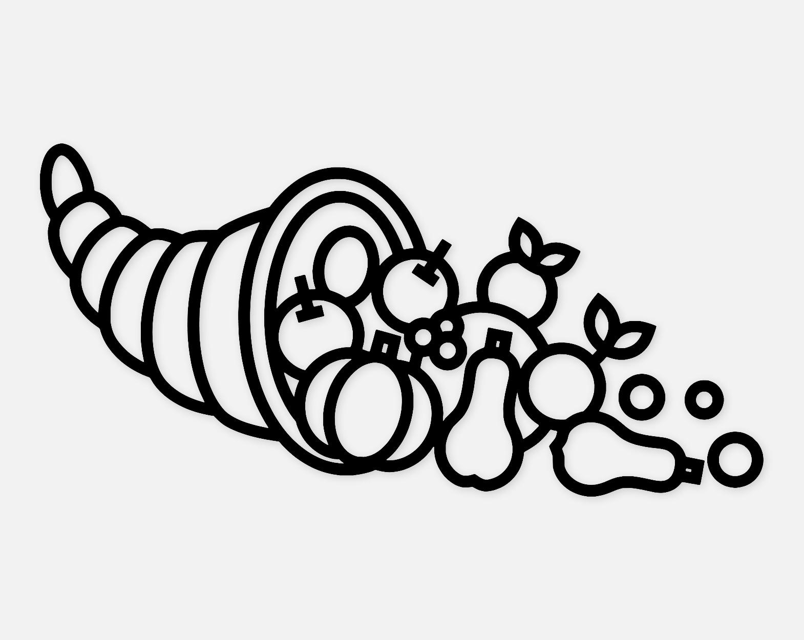 Cornucopia Layout Cornucopia Outline Svg Png: Cut Ready Digital Design for Cricut ...