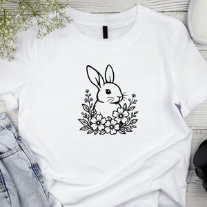 Bunny Svg | Floral Bunny Svg Png | Cute Spring Rabbit Clipart | Bunny ...
