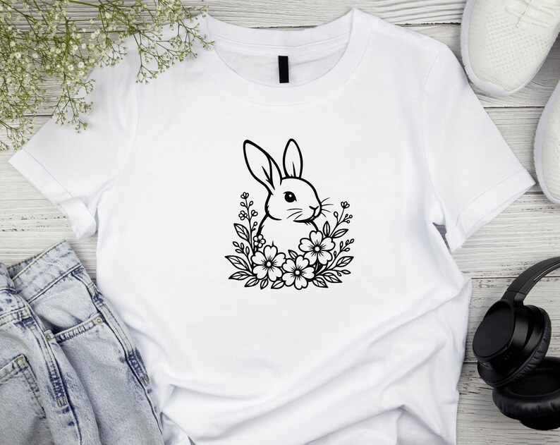 Bunny Svg | Floral Bunny Svg Png | Cute Spring Rabbit Clipart | Bunny ...
