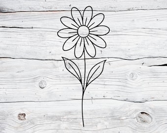 Flor simple SVG PNG, arte lineal de margarita, contorno floral minimalista, clipart de flores, sublimación, archivo de corte Cricut, diseño de impresión digital