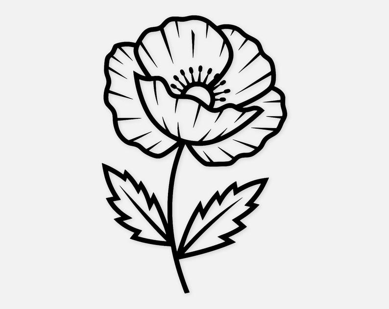 Poppy Outline Svg Png: Minimalist Cut File for Wall Art - Etsy