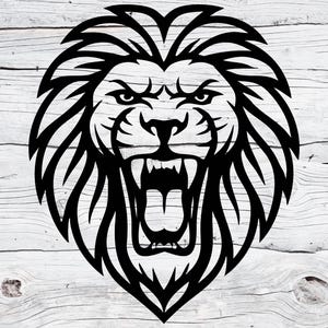 Lion Svg | Roaring Lion Svg Png | Fierce Tribal Lion Head Outline Clipart | Jungle King Animal Cut File for Cricut & Shirts