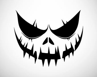 Spooky Jack-o&#39;-Lantern Face SVG, Scary Pumpkin Face Halloween SVG, Creepy Smile SVG, Halloween Cut File, Pumpkin Face for Cricut Project