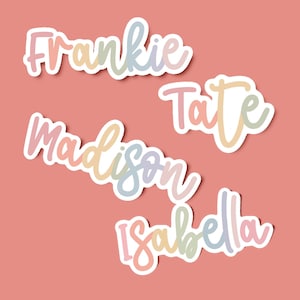 Custom Pastel Name Stickers Decals | Any Name or Phrase | Car Window Water Bottle | Waterproof Vinyl