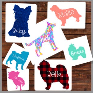 Custom Dog Stickers Decals | All Breeds | Add Name Dog Lover | Car Window Water Bottle | Waterproof Vinyl