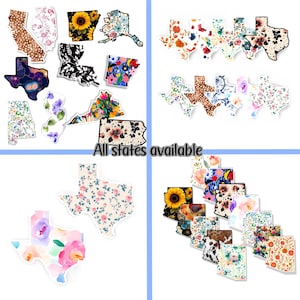 Autocollants des États-Unis tous les 50 Choisissez le vôtre| Beaux motifs floraux | Vinyle imperméable 3X3