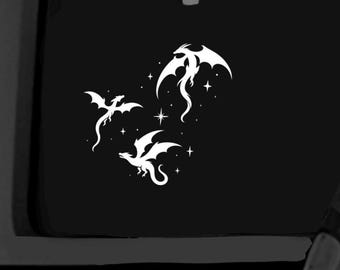 Magical Dragons Flying Trio | Sticker Decal | Car Sticker Decal | Window Decal Vinyl Car Driving Laptop Bumper Sticker