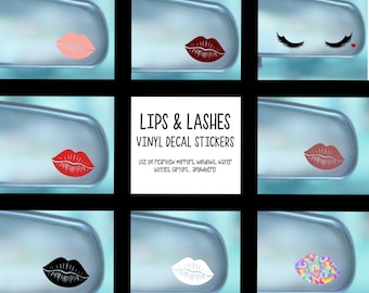 Lippen und Wimpern Aufkleber | Auto Aufkleber | Fenster Aufkleber Vinyl