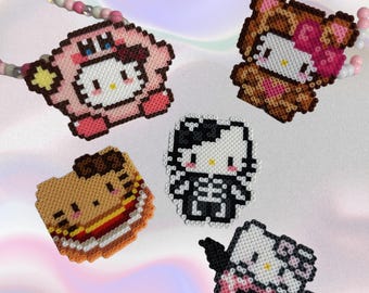 Hellokitty Perler Led Pacifier Necklace|Beaded Jewelry Rave Outfit EDM Festivals