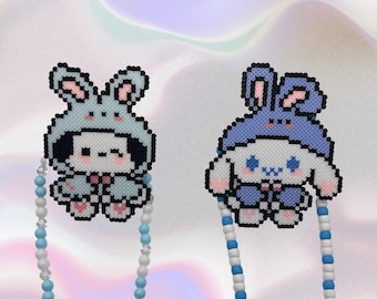 Colar de chupeta com LED Cinnamoroll da Pochacco | Joias com miçangas para festivais de EDM