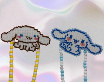 Colar de chupeta com LED Cinnamoroll Perler | Joias com miçangas para festivais de EDM
