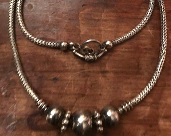 Bali wheat chain with toggle Vintage 20 Bali wheat chain sterling silver 30.2 grams 4.5mm Silver woven chain Mens Bali wheat chain.