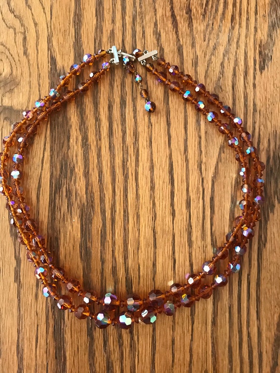 Crystal bead necklace vintage deals