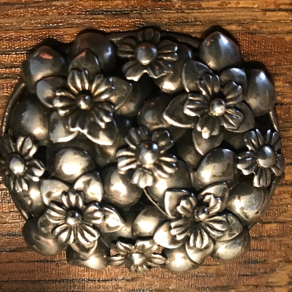 Large Sterling Craft by CORO Floral Pin Brooch