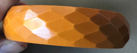 Vintage Bakelite Faceted Butterscotch Bangle - image 1