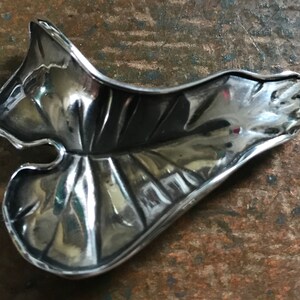 Vintage Sterling Silver Elephant Ear Leaf Plant Brooch Pin
