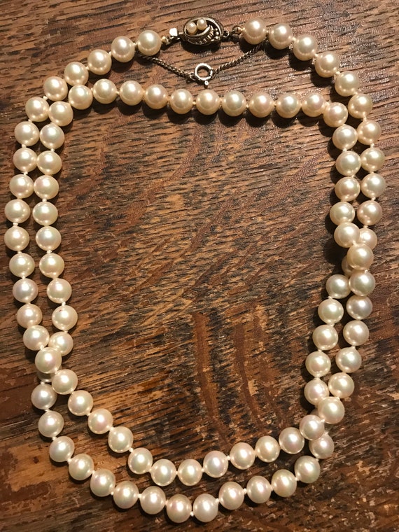 Vintage Faux Pearl Hand Knotted Beaded Long Neckl… - image 3
