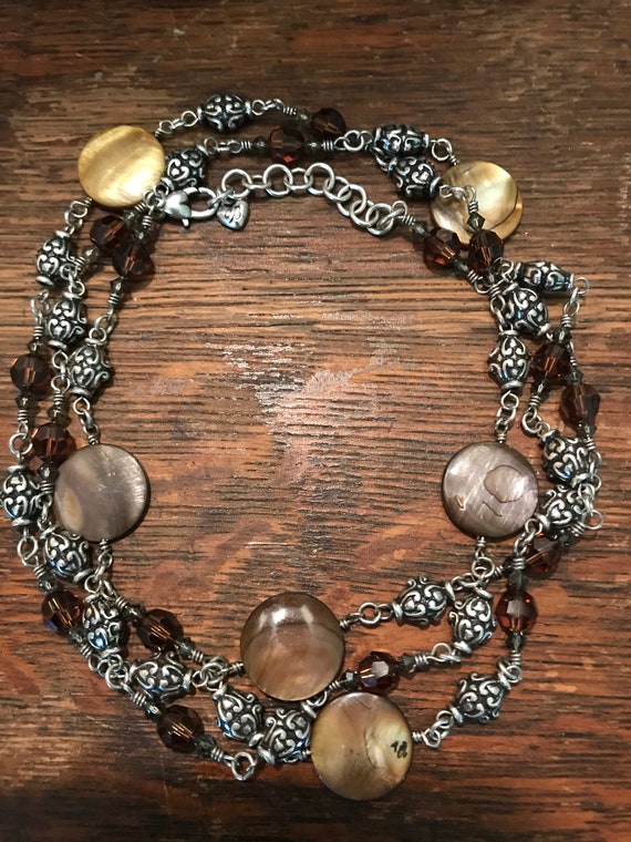 Brighton Long Utopia Necklace Brown Shell Disc
