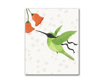 Black-masked Hummingbird Illustrated Greeting Card