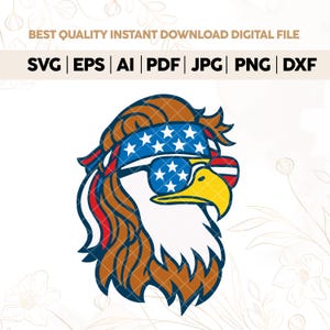 Cool Patriotic Eagle With Sunglasses Png, Merica 4th of July USA Png, American Flag Bandana Bald Eagle Png, Funny Retro Independence Day Png