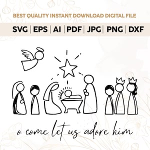Nativity Scene SVG,Nativity SVG,png,jpg,dxf,jpg instant digital download,Nativity Scene Clipart,Christmas SVG,Nativity Silhouette,cricut