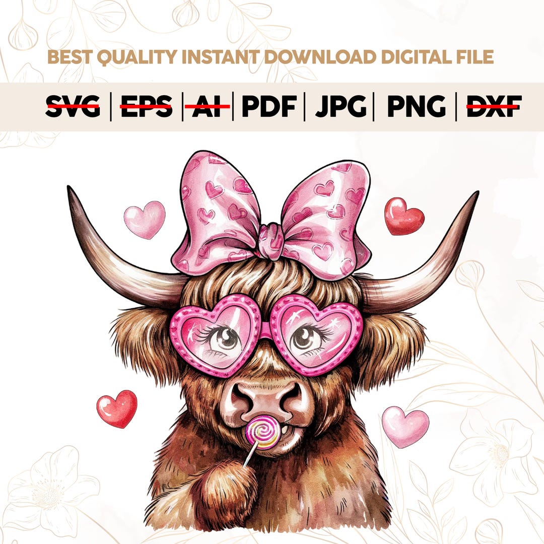 Highland Cow Png, Valentine Coquette Png,valentine
