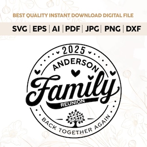家族の再会ツリー 2025 SVG PNG 家族の木 SVG デザイン 生命の木 SVG PNG 再会 SVG PNG、家族 SVG、家族の再会シャツ、クリカット