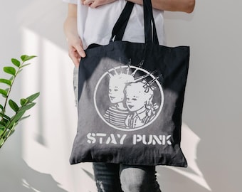 Borsa tote grafica Stay Punk, stile gotico rockabilly