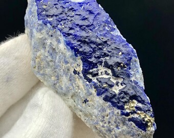 ラズライト結晶標本：インクブルーと金色の黄鉄鉱 - アフガニスタン