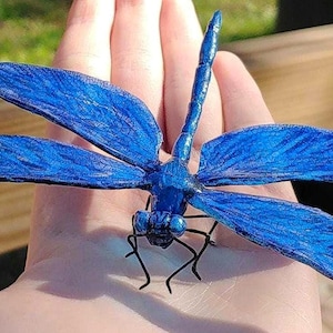Realistic Handmade Blue Damselfly/Dragonfly Sculpture