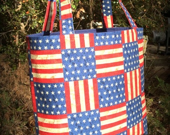 Patriotic Patchwork Tote Bag
