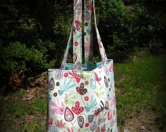 Artistic Birds and Leaves Tote Bag