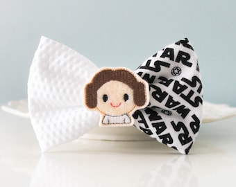 Leia Hair Bow, Black Hair Bow, Black And White Hair Clip, Leia Hair Bow, Classic Star Hair Bow, Princess Leia Hair Clip