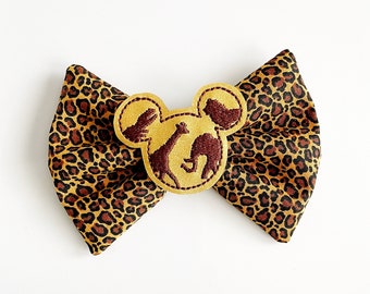 Animal Print Fabric Bow, Mickey Mouse Safari Hair Clip